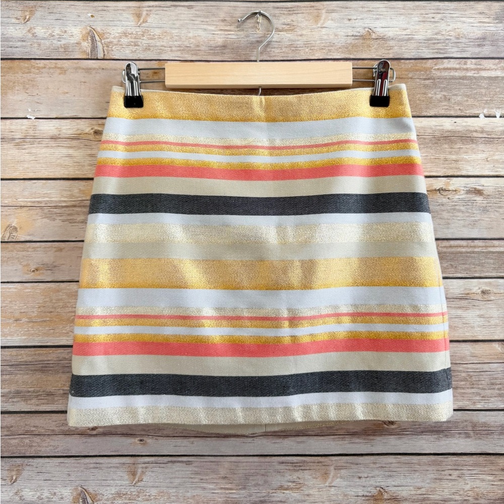J. Crew Skirt Women’s Size 0 Gold Metallic Stripe Mini
